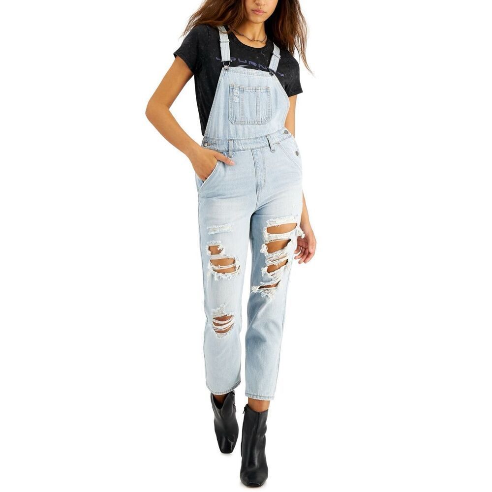 Tinseltown Rigid Ripped Overalls with Button Closures Size L